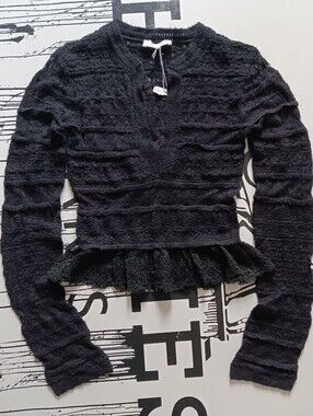 NWOT Loveshackfancy Black Sweater Size S